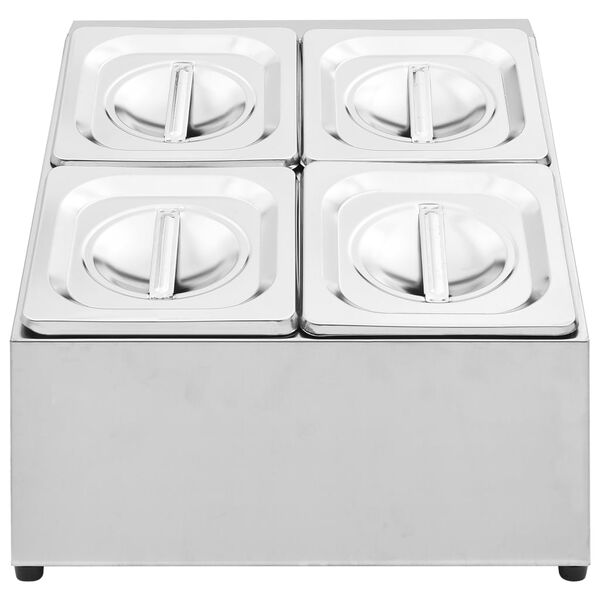 vidaXL toiduplaadi hoidja 4 GN 1/6 panniga, roostevaba teras