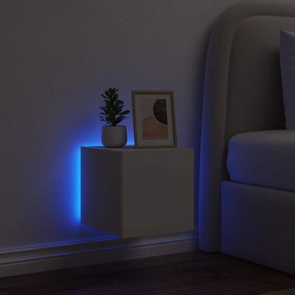 vidaXL teleri seinakapp LED-tuledega, valge, 30,5 x 35 x 30 cm