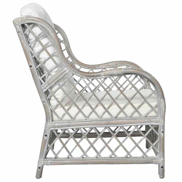 vidaXL diivan istmepadjaga, hall, naturaalne rotang ja linane