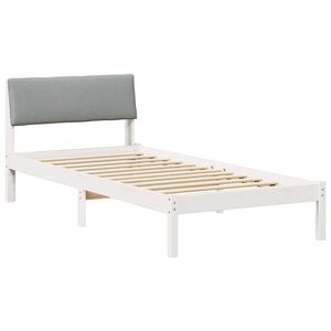 vidaXL Beti raam peaga Valge ja helehall 90 x 200 cm M&auml;nnipuit