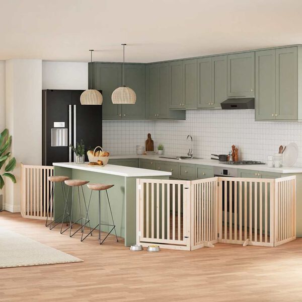 vidaXL kokkupandav koeravärav uksega, 6 paneeli, 480 cm, paplipuit