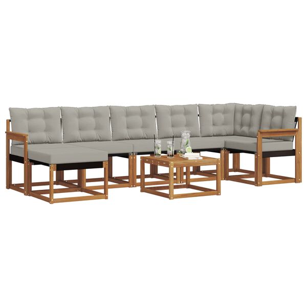 vidaXL V&auml;li diivanikomplekt padjaga 8 pcs Looduslik ja Hele Hall