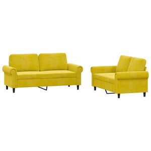 vidaXL 2-osaline diivanikomplekt patjadega, kollane, samet