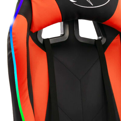 vidaXL võidusõidutool RGB LED-tuledega, oranž ja must, kunstnahk