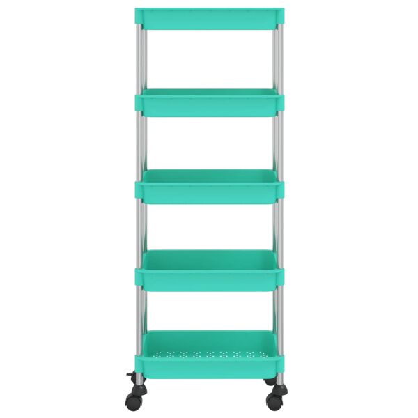 vidaXL 5-korruseline k&ouml;&ouml;gik&auml;ru, t&uuml;rkiis, 42x29x128 cm, raud ja ABS