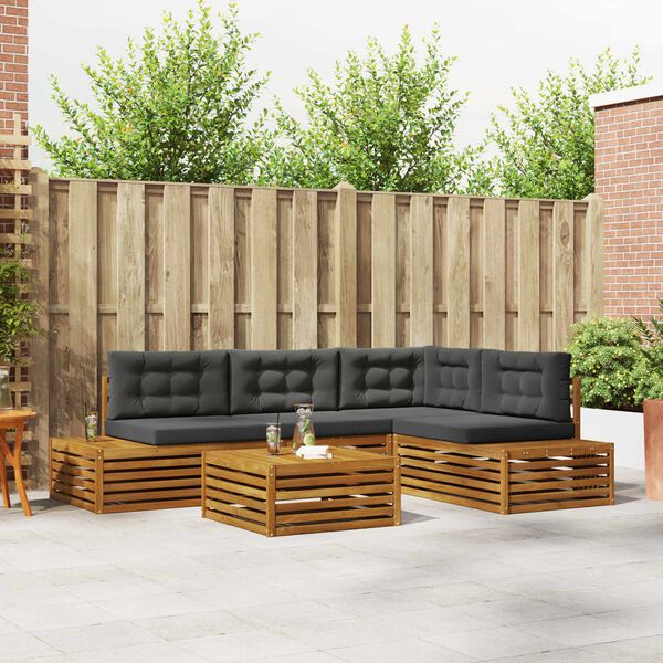 vidaXL V&auml;li diivanikomplekt padjaga 5 T&uuml;kk Looduslik ja antriit