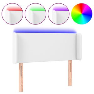 vidaXL LED-voodipeats, valge, 83x16x78/88 cm, kunstnahk