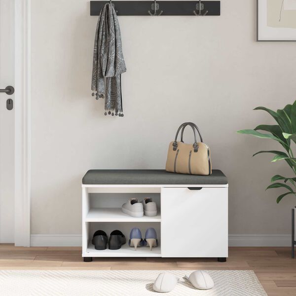 vidaXL Hallipink padjaga &Uuml;ksv&auml;rviline Valge 80 x 38 x 46 cm