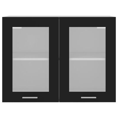 vidaXL klaasustega seinakapp, must, 80 x 31 x 60 cm, puitlaastplaat