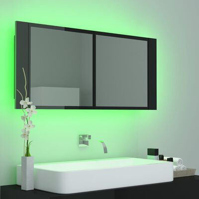 vidaXL LED-peeglikapp kõrgläikega must 100x12x45 cm, akrüül