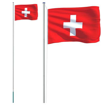 vidaXL Šveitsi lipp ja lipumast, 6,23 m, alumiinium