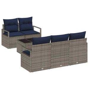 vidaXL Diivanikomplekt 6 pcs Hall ja Merev&auml;e Sinine pol&uuml;rotang