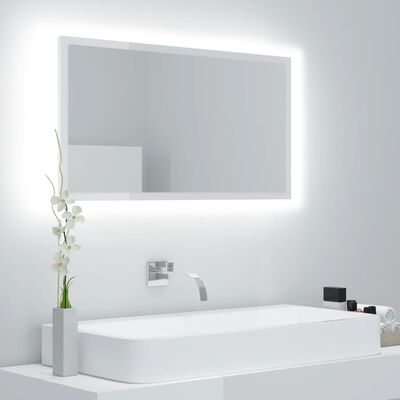 vidaXL LED vannitoa peeglikapp, kõrgläikega valge, 80x8,5x37cm, akrüül