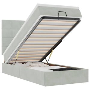 vidaXL Ottomani voodiraam madratsitega, helehall, 90x200 cm, samet