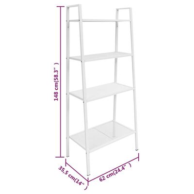 vidaXL redelikujuline raamaturiiul 4 korrusega, metall, valge