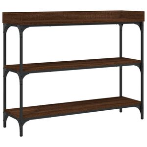 vidaXL riiulitega konsoollaud, pruun tamm, 100 x 30 x 80 cm