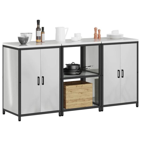 vidaXL K&ouml;&ouml;givarustus riiuliga ladustamisega 3 pcs H&otilde;bedane Tsinkteras