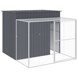 vidaXL koerakuut aedikuga, antratsiithall, 214x253x181 cm, teras
