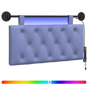 vidaXL Rippuv voodipeats LED-valgustusega Jeans sinine kangas