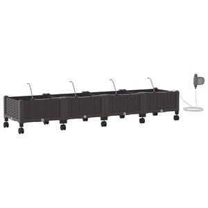 vidaXL Aiakonteiner Kastmise ja Ratastega 4 tk Pruun 160 x 40 x 28 cm
