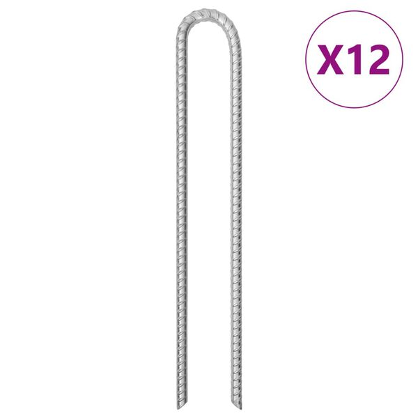 vidaXL U-kujulised telgivaiad 12 tk, 41,5 cm Ø12 mm, tsingitud teras