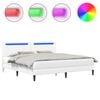 vidaXL Voodi raam LED-ribadega peaga Valge 200 x 200 cm Kunstnahk