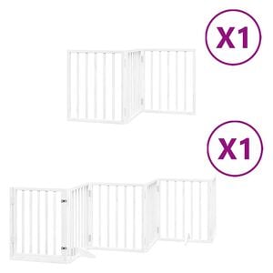 vidaXL kokkupandav koerav&auml;rav uksega, 9 paneeli, valge 450 cm, pappel