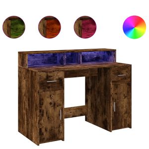vidaXL kirjutuslaud LED-tuledega, suitsutatud tamm, 120x55x91 cm