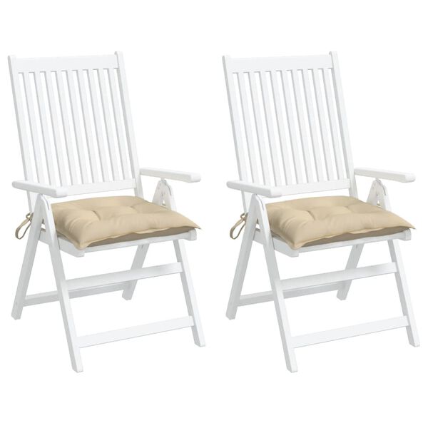 vidaXL tooli istmepadjad 2 tk, beež, 40 x 40 x 7 cm kangas