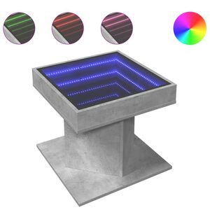 vidaXL kohvilaud LEDiga, betoonhall, 50x50x45 cm, tehispuit