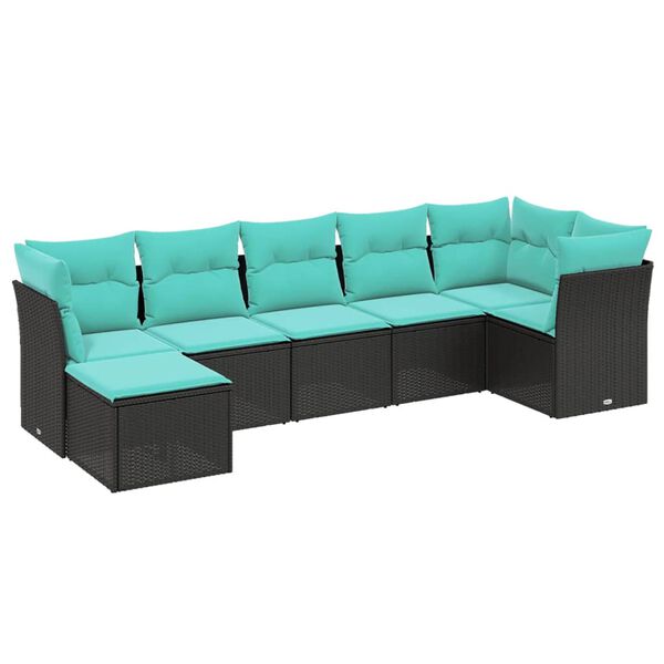 vidaXL 7-osaline aiam&ouml;&ouml;blikomplekt patjadega, pruun, pol&uuml;rotang