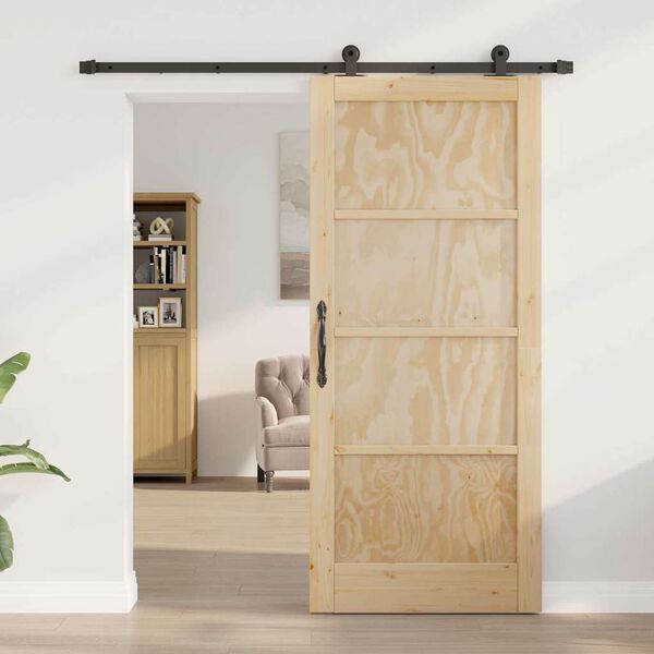 vidaXL Libisev uks Looduslik ja must 86 x 198,5 cm Tahke m&auml;nd