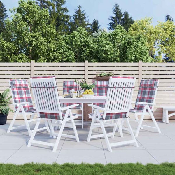 vidaXL k&otilde;rge seljatoega toolipadjad 6 tk, punane ruudumuster, kangas