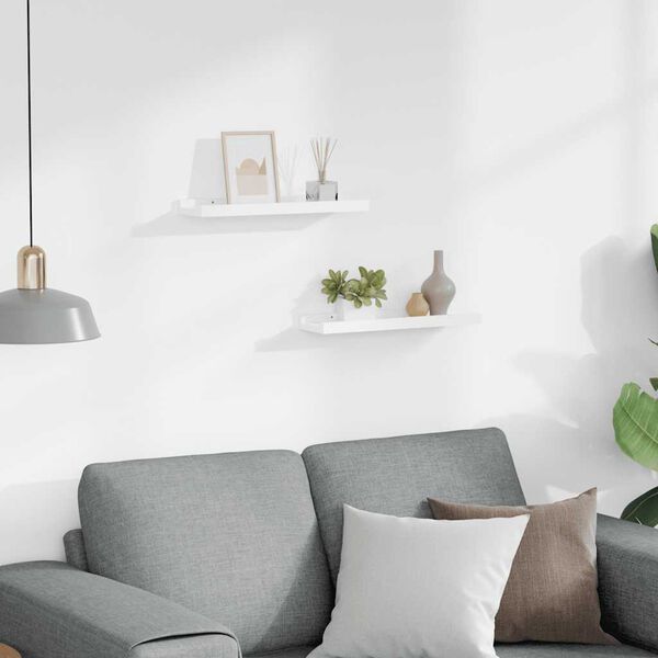 vidaXL pildiraami seinariiulid 2 tk, valge, 40 x 9 x 3 cm MDF