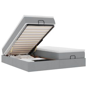 vidaXL Ottomani voodiraam madratsitega, helehall, 160x200 cm, kangas