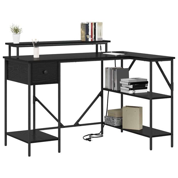 vidaXL Laud LED -ribatuledega Must tamm 120 x 79 x 86,5 cm Tehispuit