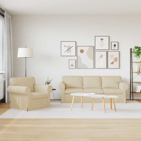 vidaXL Diivanikomplekt 2 pcs cream 215 x 82 x 80 cm kangas