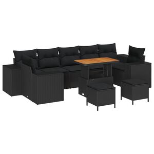 vidaXL Aia Diivanikomplekt 10 pcs Must pol&uuml;rotang