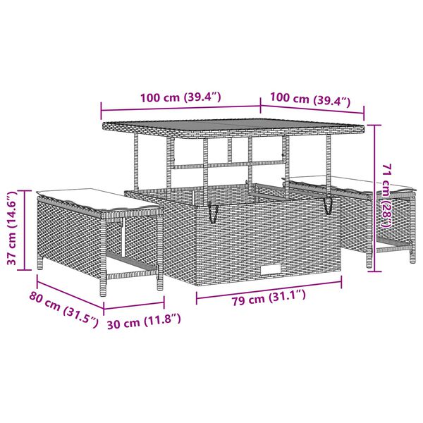 vidaXL Aia Diivanikomplekt padjaga 11 pcs Must pol&uuml;rotang