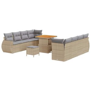 vidaXL Aia Diivanikomplekt padjaga 11 pcs Beež pol&uuml;rotang