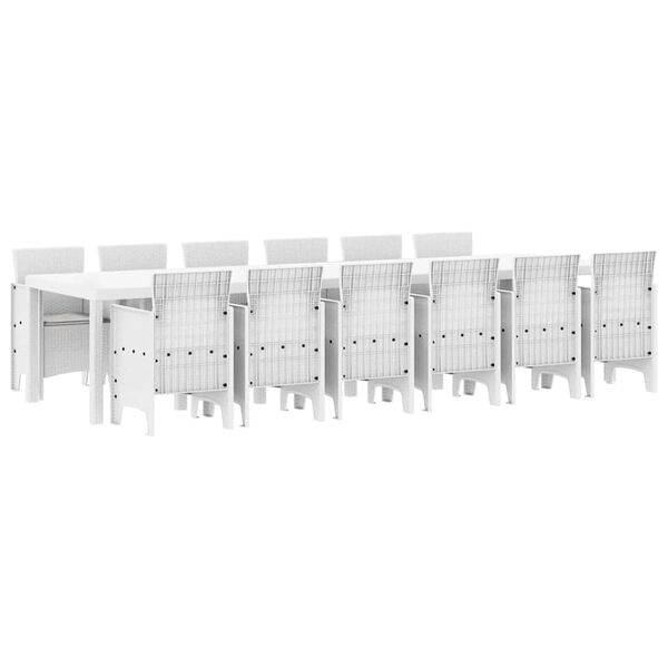 vidaXL Aia söögilaudade komplekt 13 pcs Valge Polt rattan