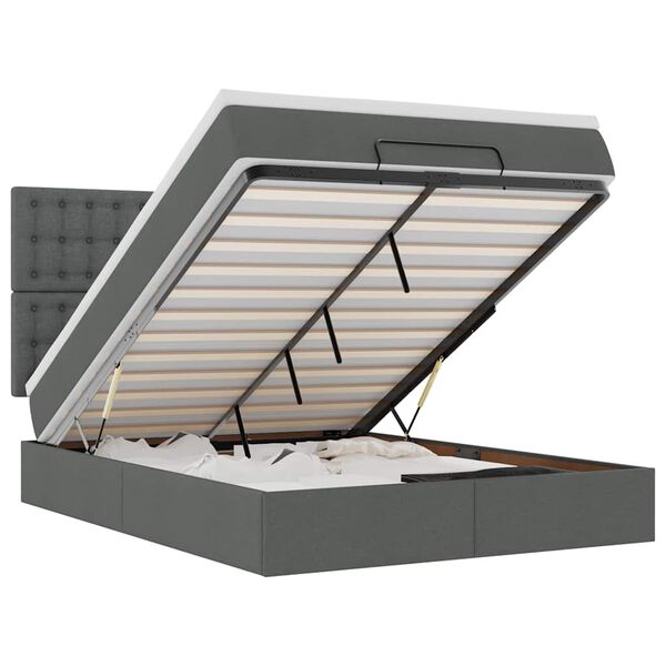 vidaXL ottomani voodi madratsita ja LED, tumehall, 140x200 cm, kangas