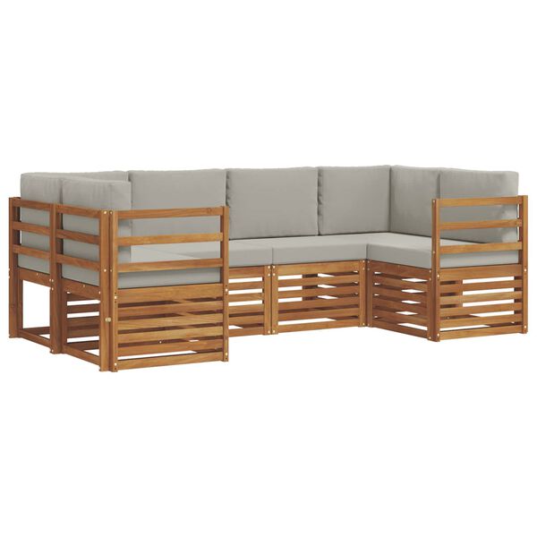 vidaXL Diivanikomplektid 6 pcs Looduslik ja Hele Hall Tugev akatsiapuu