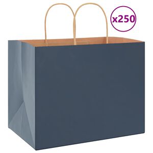 vidaXL paberkotid, 250 tk, k&auml;epidemetega, sinine, 32x22x24 cm