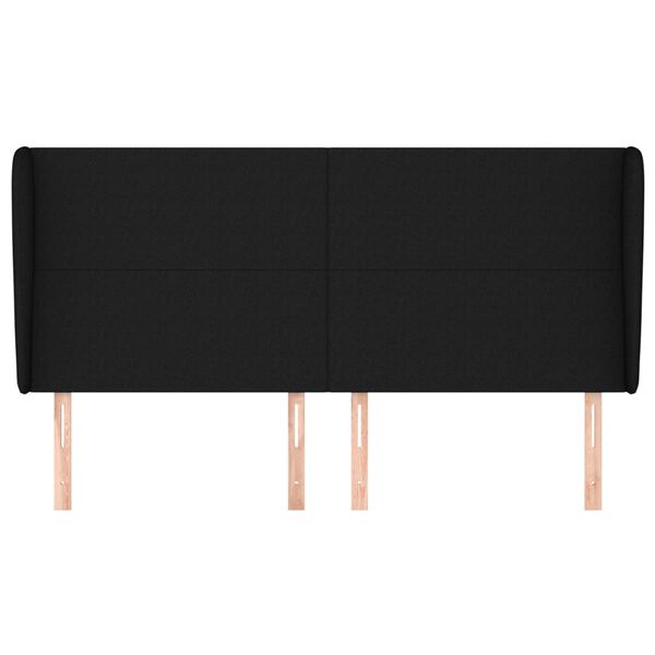 vidaXL voodipeats servadega, must, 203x23x118/128 cm, kangas