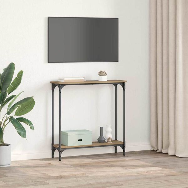 vidaXL Konsoollaud riiuliga K&auml;sit&ouml;&ouml;puu 75 x 22,5 x 75 cm Tehispuit