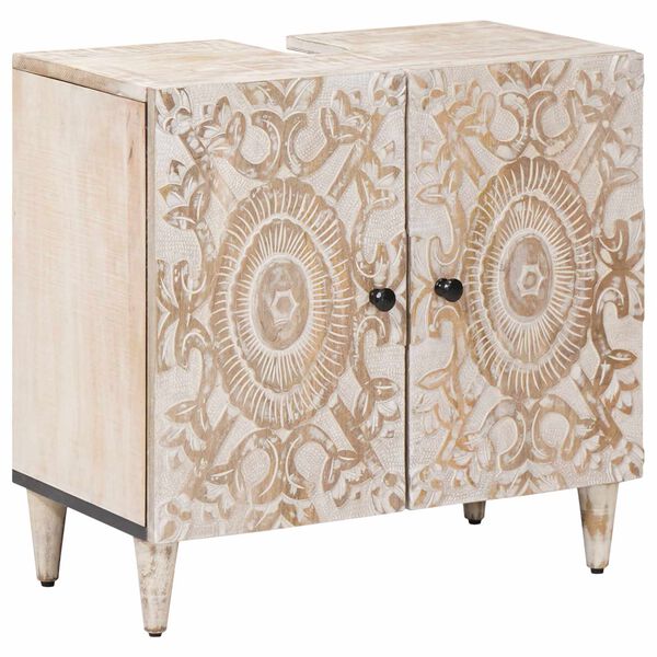 vidaXL Vannitoa kraanikausi kapp Valge 62 x 33 x 58 cm Tugev mango puu