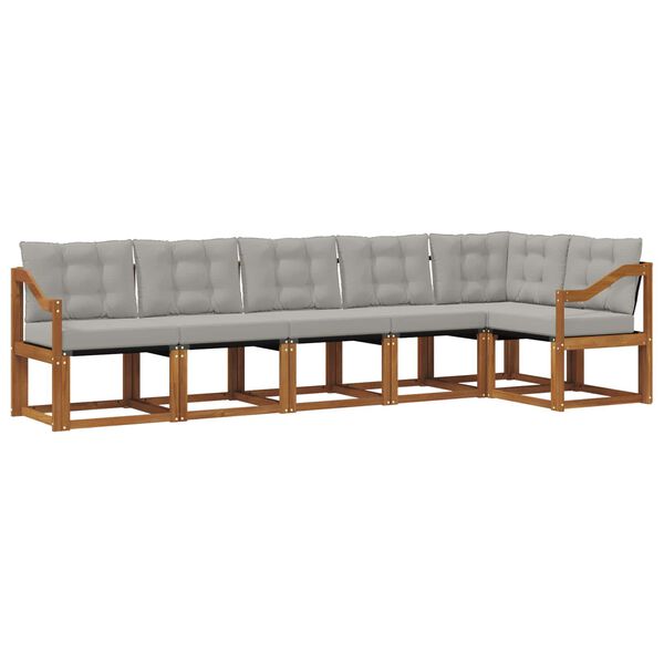 vidaXL V&auml;li diivanikomplekt padjaga 6 pcs Looduslik ja Hele Hall