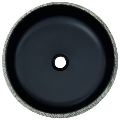 vidaXL valamu tööpinnale, must ja hall, ümar, Φ41x14, keraamiline