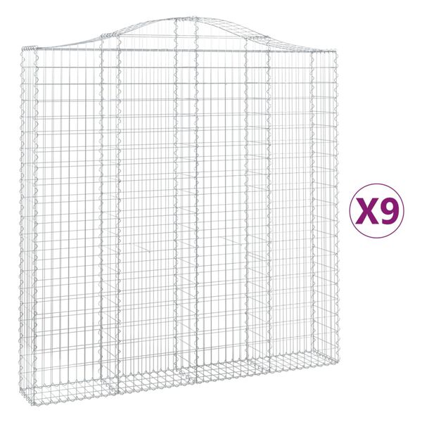vidaXL kaarekujulised gabioonkorvid 9 tk, 200x30x200/220 cm, raud